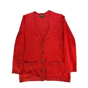 Eddie Bauer cardigan women’s large Cotton Preppy Office Academia Lightweight‎